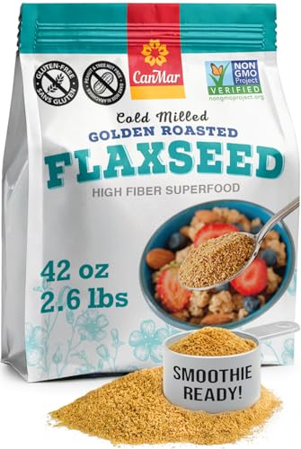 Ground Flaxseed 42 oz, Cold Milled Golden Roasted Flaxseed Meal Powder | Roasted, Non-GMO, gluten free, vegan, omega-3 ALA, fiber, linseed, linaza molida, smoothies and baking
