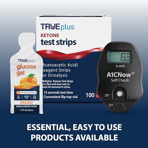 TRUEplus Ketone Test Strips, Urinalysis Test Sticks, 100 Count | Checks for Ketones in Urine, Fast and Easy Testing at Home