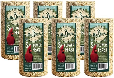 2-Pack Mr. Bird Safflower Feast Wild Bird Seed Cylinder 28oz | Wild Bird Food for Outdoor Birds | Backyard Birdfeeding | Squirrel Resistant