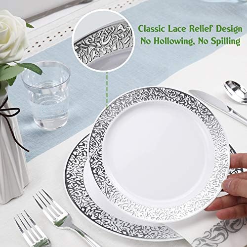 FOCUSLINE 175 Pieces Rose Gold Disposable Dinnerware Set for 25 Guests