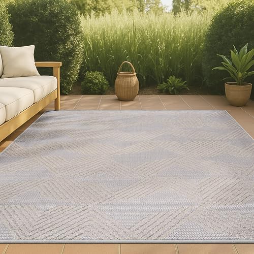 JONATHAN Y Art Deco Geometric Indoor Outdoor Area Rug 3X5 Black/Ivory, Jazz High-Low Pile for Backyard, Patio, Porch, Easy-Cleaning, High Traffic