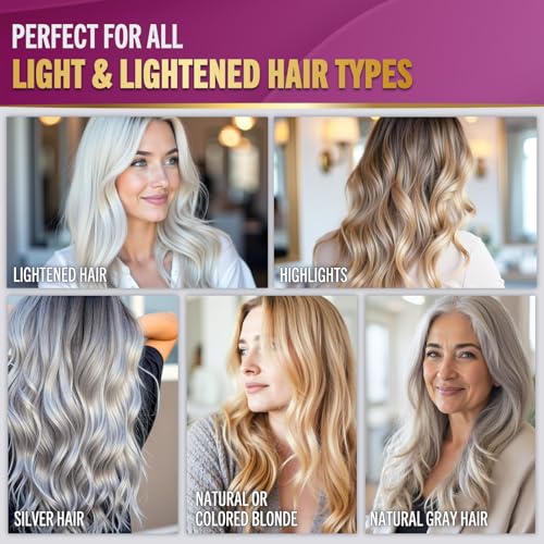 Jenoris Silver Purple Shampoo For Blonde, Silver, Gray & Lightened Hair – Neutralizes Yellow & Brassy Tones – Enriched with Natural Oils