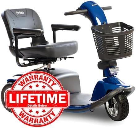 Pride Mobility Victory 10 3-Wheel Scooter - Comfort Mobility for Adults, U-1 Battery, 400 Lbs Weight Capacity, Viper Blue, 18"x17" Fordable Seat - SC610