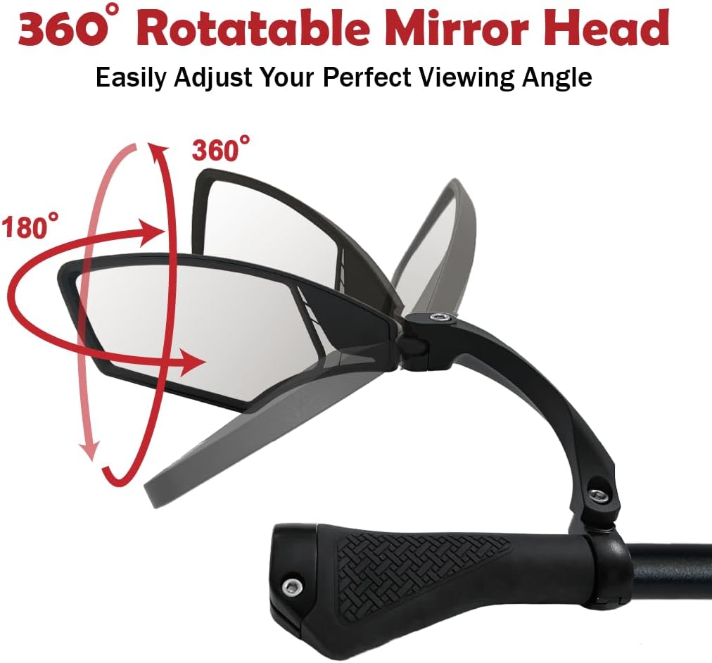 Hafny Handlebar Bike Mirror – HD Glass, Wide Angle, Adjustable 360° Rear View – Shatterproof, Anti-Glare, Premium, MTB, E-Bike, and Commuter Cycling Safety, HF-MR095 (Silver Left)