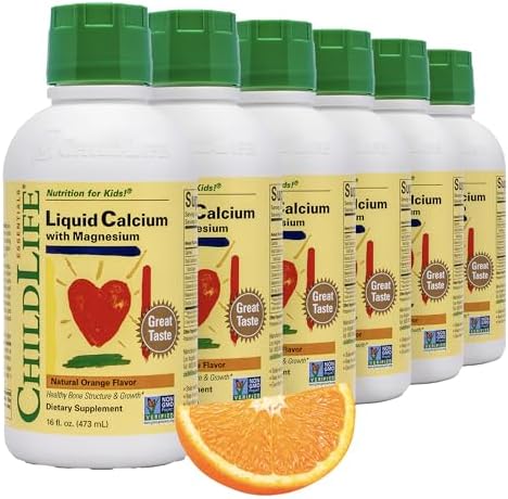 ChildLife Essentials Liquid Calcium Supplement for Kids, 16 fl Oz (2 Pack) | Baby & Toddler Calcium, Magnesium, Zinc, Vitamin D 3, Orange Flavor, Supplement, Liquid, Toddler Kids, Zinc Magnesium