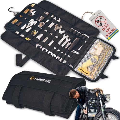 ODINSBERG Motorcycle Tool Roll Bag Tools NOT Included - Small Tool Bag Wrench Roll Up Tool Bag Organizer Pouch Wrap Motorcycle Tool Kit Box For