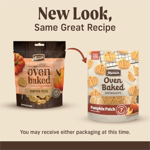 Merrick Oven Baked Dog Treats, Natural and Crunchy Bag of Treats, Pumpkin Patch with Real Pumpkin Snack