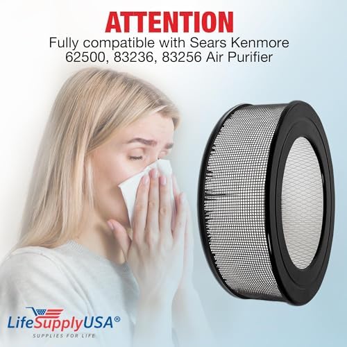 62500 True HEPA Filter Replacement Compatible with Sears Kenmore 83236, 83256 Air Purifier by LifeSupplyUSA