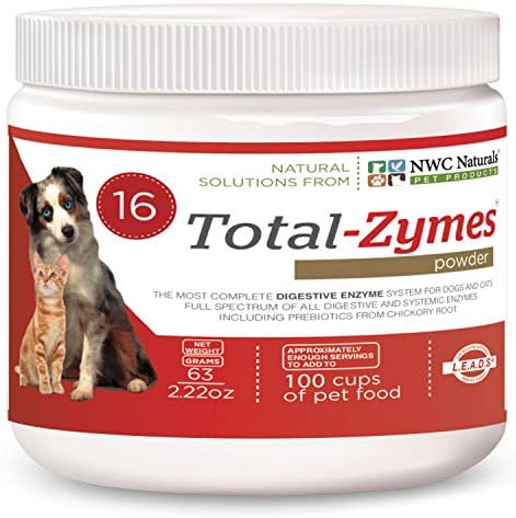 Total-Zymes Digestive Enzymes for Dogs and Cats, 8 oz. Powder | Unflavored Daily Powder, Mix 1 Scoop per Cup of Food, 16 Plant-Based Enzymes and Prebiotic Support Digestion and Absorption
