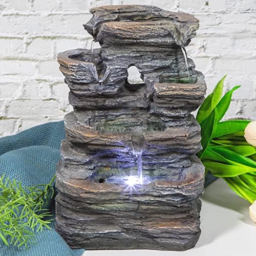 Ferris Island with LED Lights, Resin Tabletop, Small Rockery Fountain | Resin indoor desktop small rockery fountain, suitable for desktop decoration in offices, homes, and bedrooms