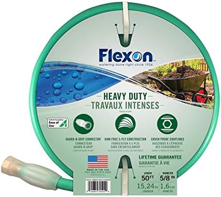 Flexon FXG58100 5/8-Inch x 100-Foot Heavy Duty 5-Ply Forever Garden Hose, Green