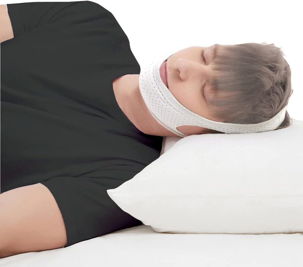 Anti Snoring, Cpap Users, Comfortable Mesh White Cpap Chin Straps for Men Women