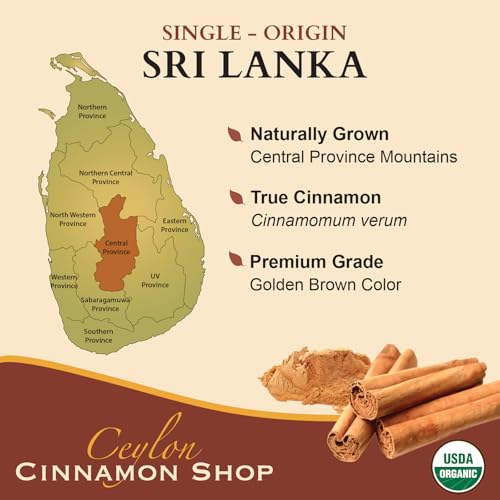 Organic Ceylon Cinnamon Powder, USDA Certified Spice - 8 ounces | Premium Grade True Cinnamon, Sri Lankan Variety, Cinnamomum Verum, All-Natural