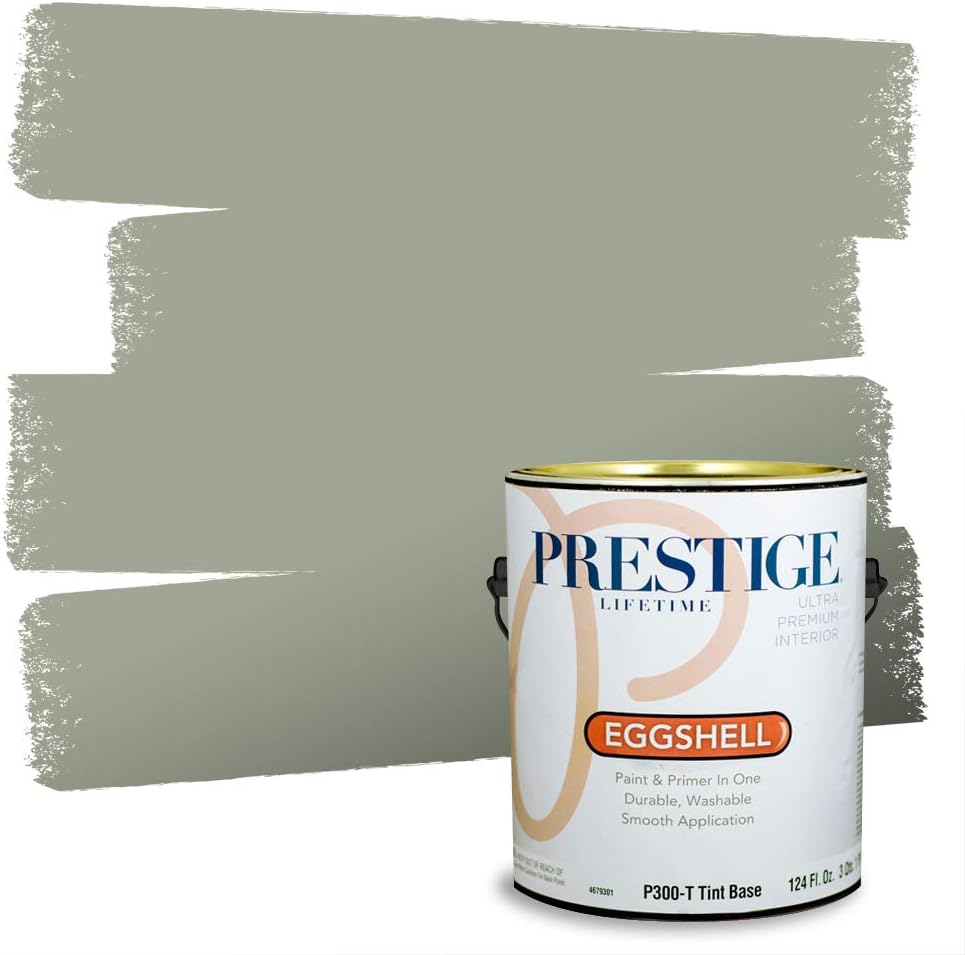 PRESTIGE Paints Exterior Paint and Primer In One, 1-Gallon, Flat, Comparable Match of Sherwin Williams* Coastal Plain*
