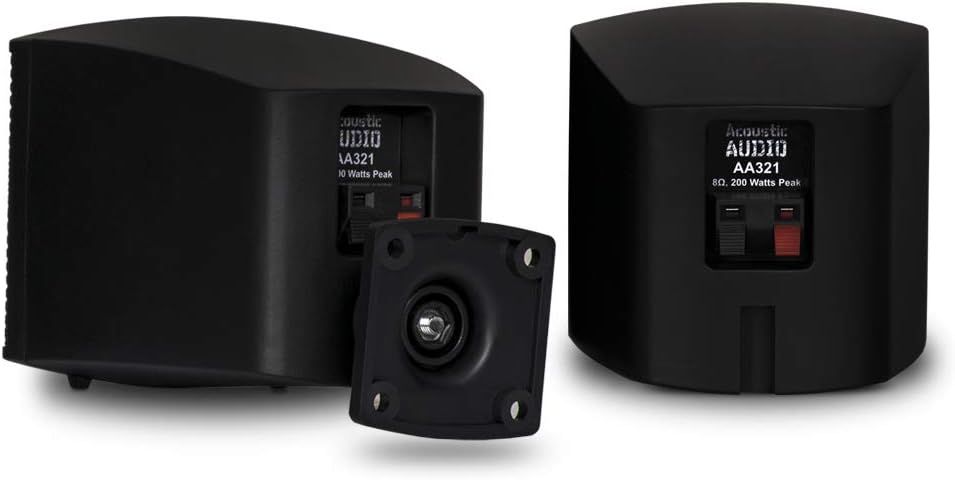Acoustic Audio AA321B Mountable Indoor Speakers 400 Watts Black Bookshelf Pair