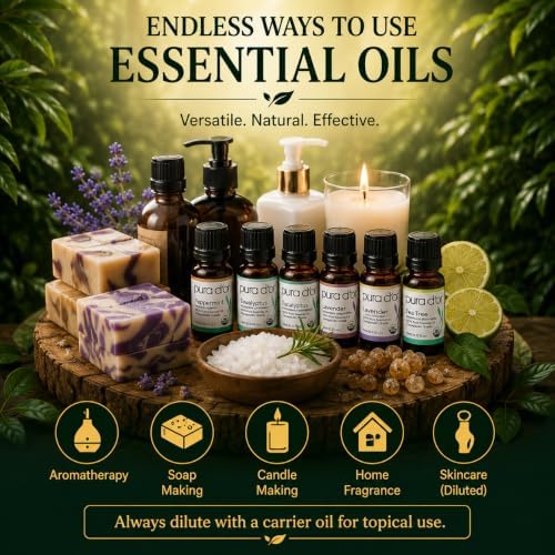 PURA D'OR Organic Perfect10 Essential Oils Aromatherapy Box Set, 10mL x10
