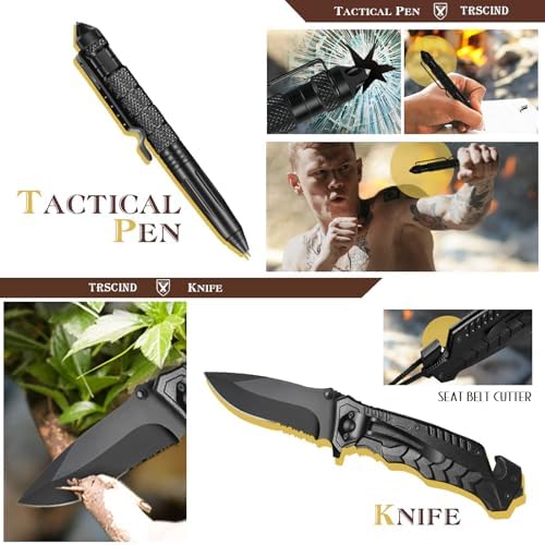 Survival Kit 14 in 1, Gifts for Men Dad Husband, Emergency Survival Gear and Equipment, Anniversary Birthday Gifts for Him Boyfriend, Hunting Fishing Camping Accessories