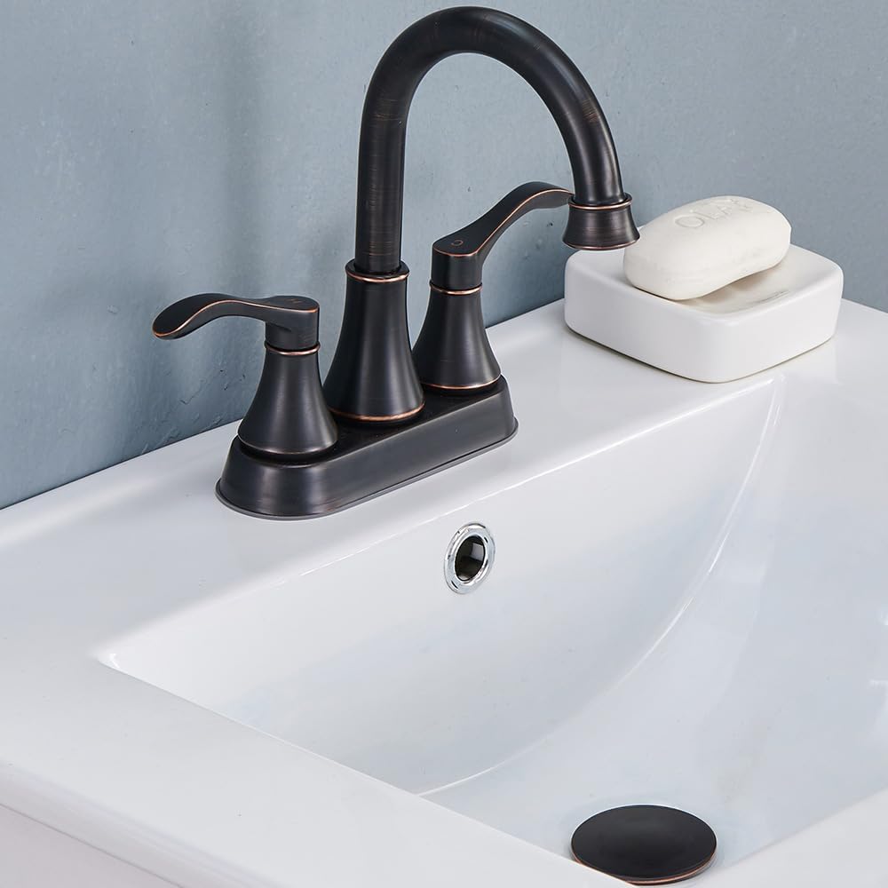 Bathroom Faucet,4 Inch Centerset 2 Handle High-Arc,Oil Rubbed Bronze