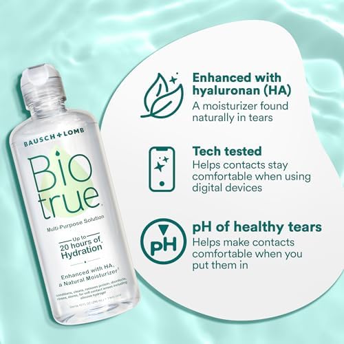 Biotrue Contact Solution, Multi-Purpose Lens Solution for Soft Lenses, Cleans, Disinfects, Removes Protein Build-Up, Dirt & Debris, Hydrates