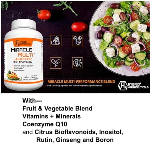 MiracleMulti Liquid Multivitamin Capsules for Men & Women - Complete Whole Food Blend Daily Vitamin & Mineral Supplement with CoQ10, B12