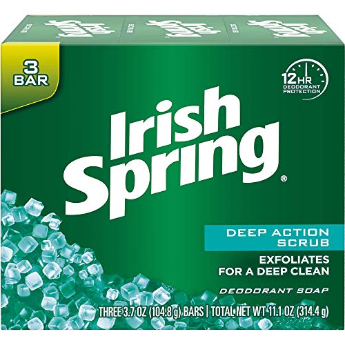 Irish Spring Deep Action Smoothening,Moisturizing,Exfoliating Scrub Bar Soap 3 Pack