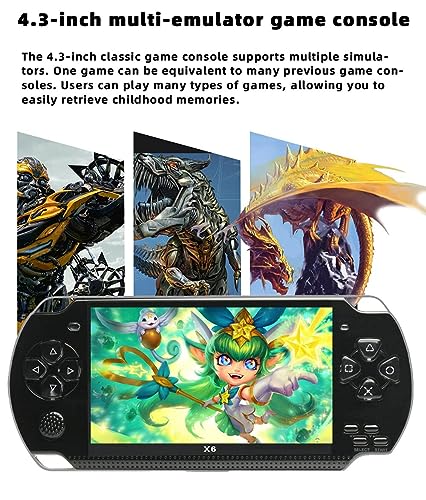 JXD Handheld Game Console 4.3 inch 8GB Built in 2000 Games for Multiple Simulators X6 Retro Video Game Console Mp3/4/Ebook TV Out Mini Hand Portable
