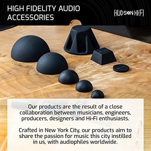 Hudson Hi-Fi Speaker Isolation Feet (4-Pack, 1") – Adhesive Silicone Anti-Vibration Pads for Speakers, Turntables, Subwoofers & Amplifiers, Supports 5-18 lbs Per Pad