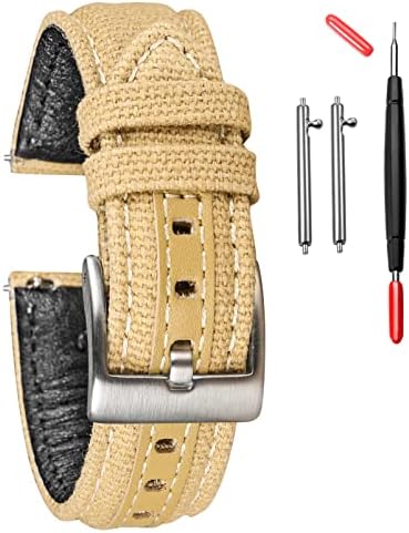 hemsut h Canvas Watch Bands, Quick Release Military Watch Strap, Fabric Replacement 18mm Watch Bands for Men