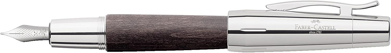 Faber-Castell e-motion Fountain Pen, Wood and Chrome Brown - Fine