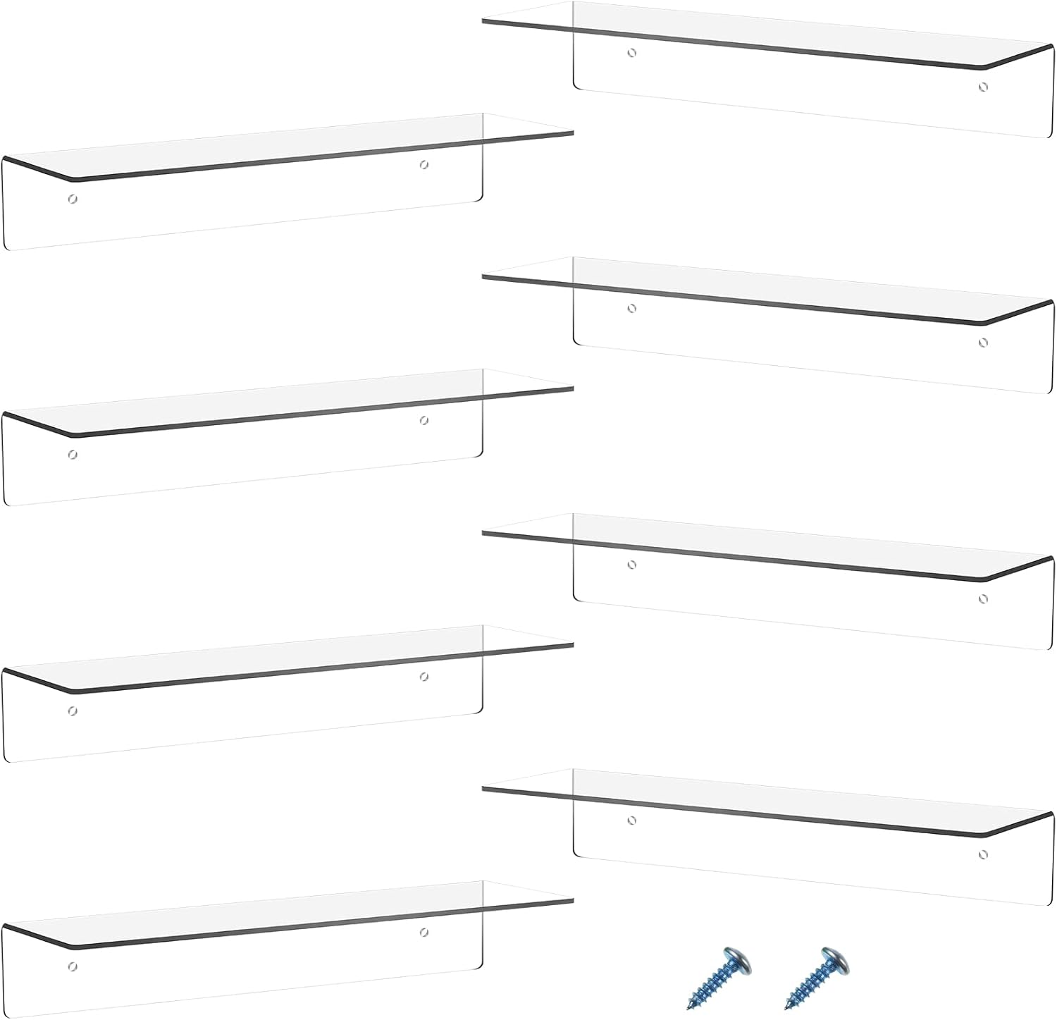 Blulu 8 Pcs Clear Acrylic Shelves 14 x 5 x 2 Inches Clear