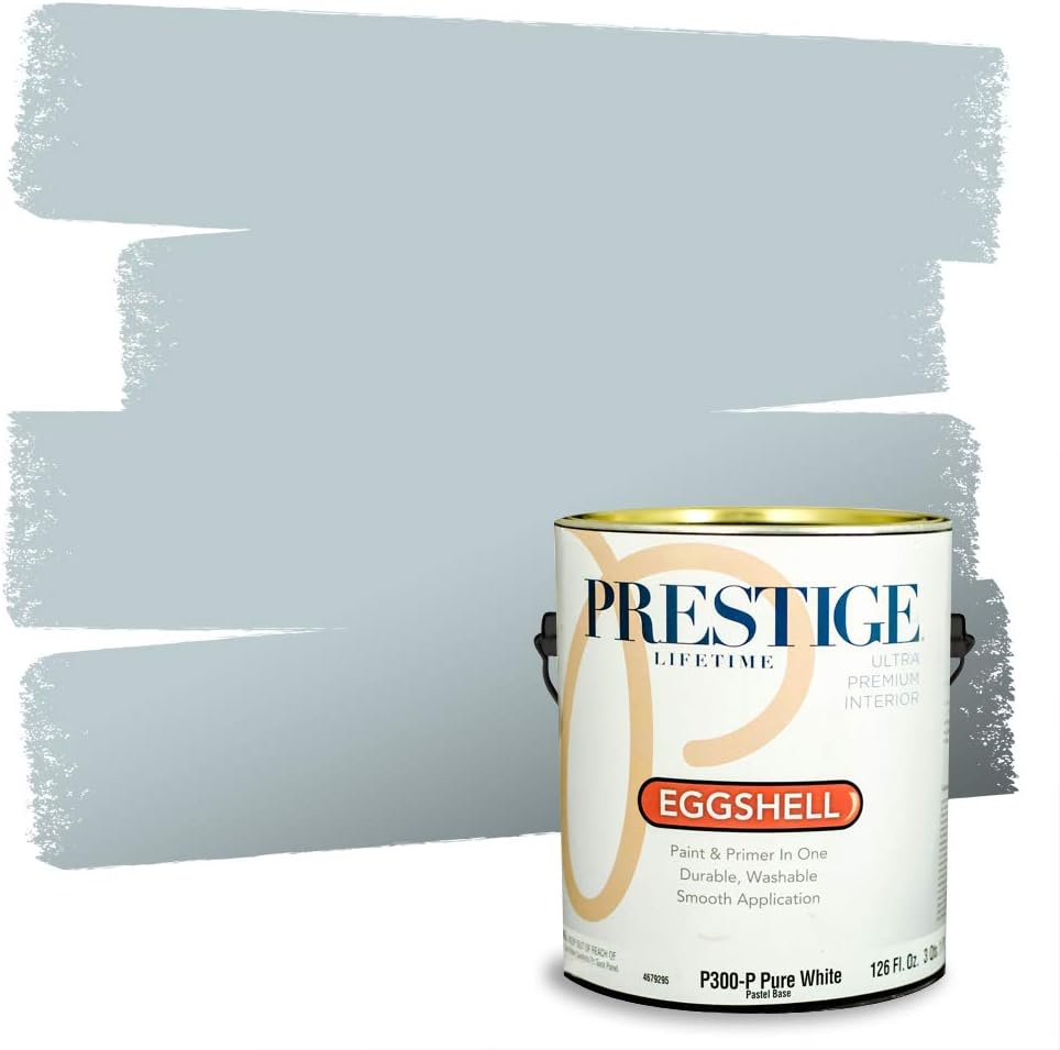 PRESTIGE Paints E100-T-SW6241 Exterior Paint and Primer in One, 1-Gallon, Flat, Comparable Match of Sherwin Williams Aleutian, 1 Gallon, SW18-Aleutian