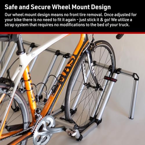 2 Bike Rack for Truck Bed - Ideal Fit for Sub-Compact Truck Models - 2 Standard Tire Bike Rack - Effortless Wheel Mount, Skip Front Tire Removal