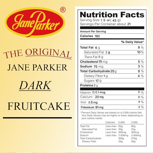 Jane Parker Fruitcake Dark Fruit Cake 2 Pound (32 Ounce) in a Box-Holiday Cake-Christmas Cake-Thanksgiving Cake
