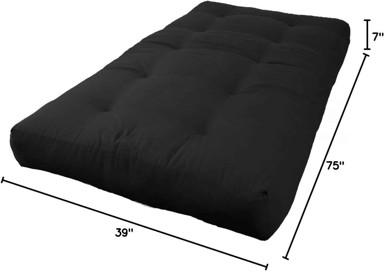 Blazing Needles Renewal 7" Twill Futon Mattress, Full, Aqua Blue