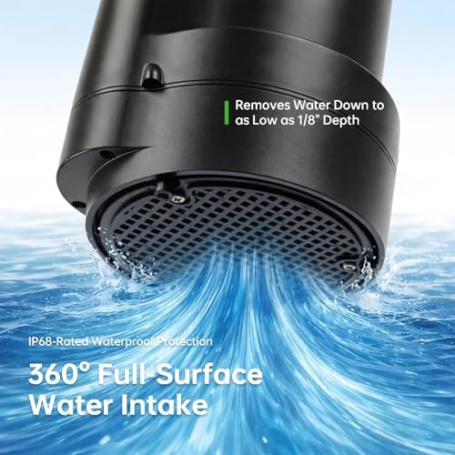 1/4 HP Submersible Sump Pump 1800 GPH Portable Utility Water Pump with 10ft Cord Thermoplastic Construction High Flow Drain Pump for Basement Garden
