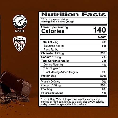 BARE PERFORMANCE NUTRITION, BPN Whey Protein + Casein Protein Powder Blend, Vanilla, 25g Protein per Serving Supports Lean Muscle Recovery
