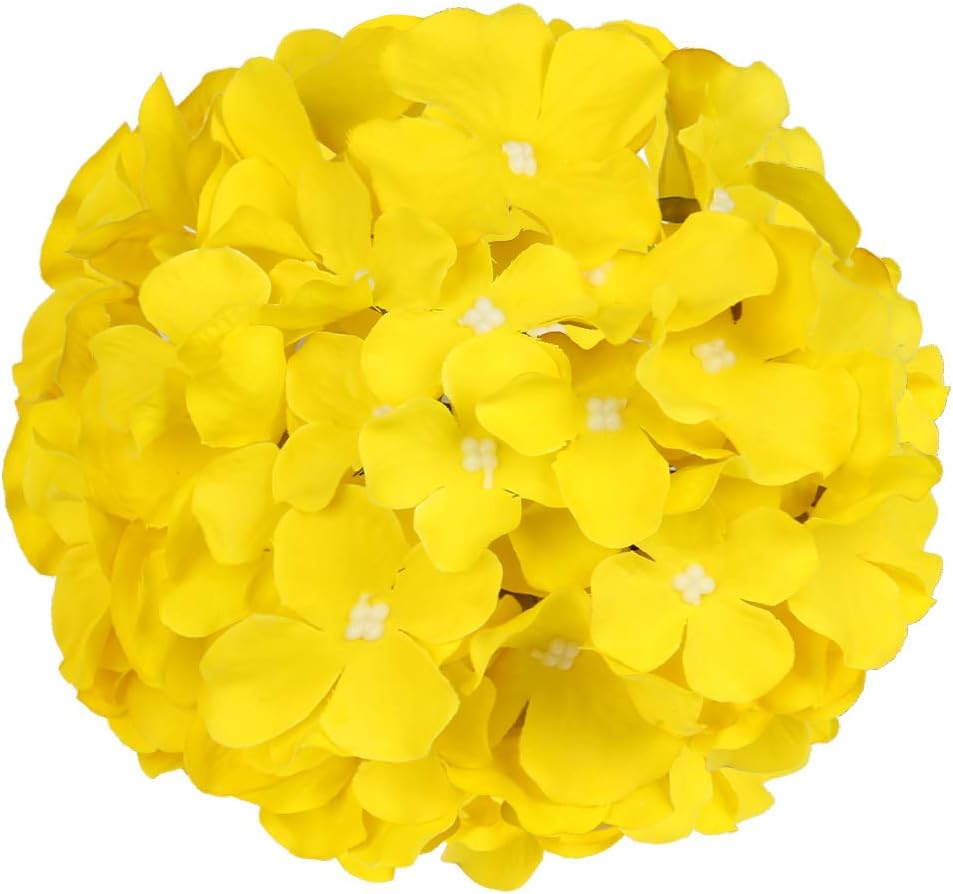 Silk Hydrangea Heads Artificial Flowers Heads with Stems for Home Wedding Decor,Pack of 10 (White)
