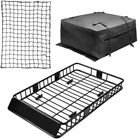 Leader Accessories Roof Rack Cargo Basket 64"x39"x4" for SUV Truck Van Car | 150 lbs Capacity, Alloy Steel with Rust-Resistant , Easy Assembly, Extra Storage for Luggage, Camping & Outdoor Road Travel