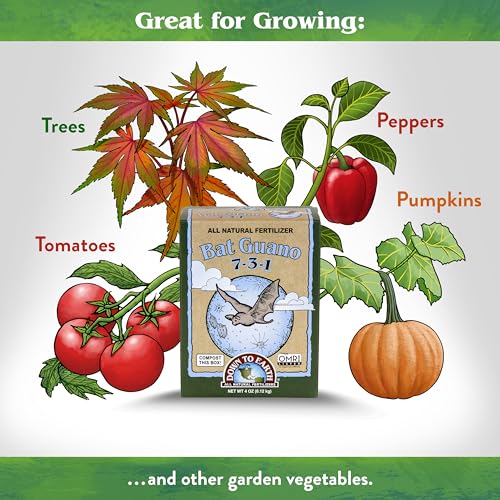 Down To Earth All Natural Fertilizers Organic Bat Guano - 7-3-1, 0.25 lb | High Nitrogen Plant Food for Rapid Vegetative Growth, Fast-Acting in Vegetable Gardens, Flower Gardens