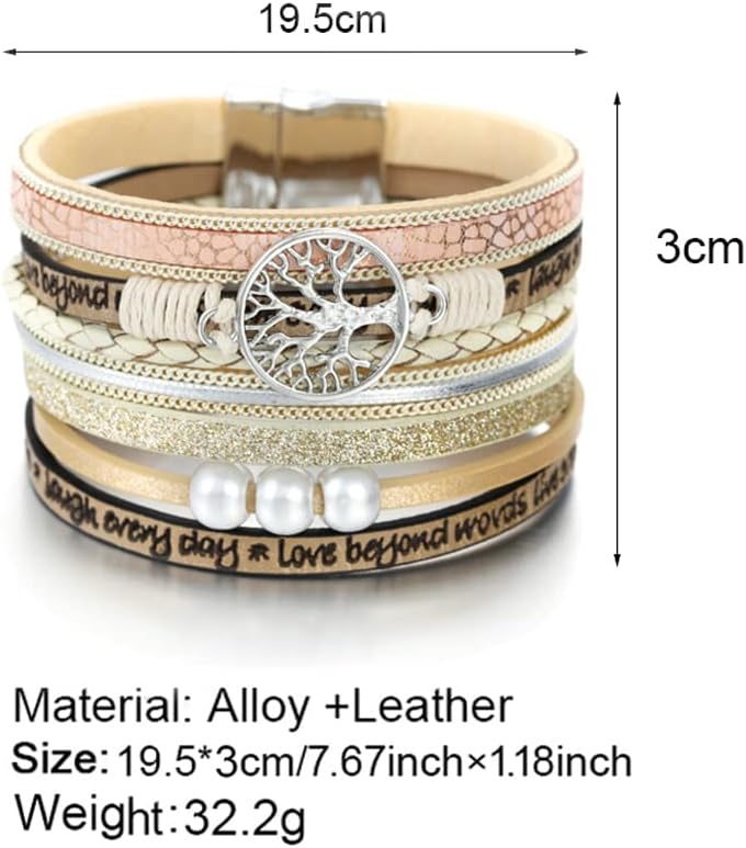 Fesciory Leather Wrap Bracelets for Women, Boho Western Layered Jewelry