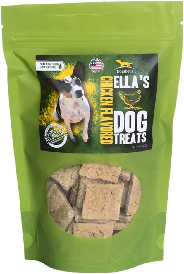 Ella's Diabetic Dog Treats Chicken (8oz) - Low Glycemic Ingredients - Vet Approved - Made in USA by Owners of Diabetic Dogs - Developed to Help Keep Glucose Levels Stable