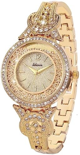 SIBOSUN Lady Women Wrist Watch Quartz Gold Stainless Steel Crystal Dress Fashion Bracelet