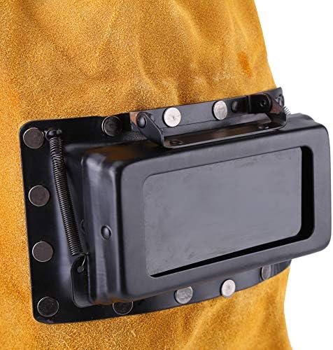 Leather Welding Hood with Flip-Up Lens, Heat Resistant Face Neck Shield