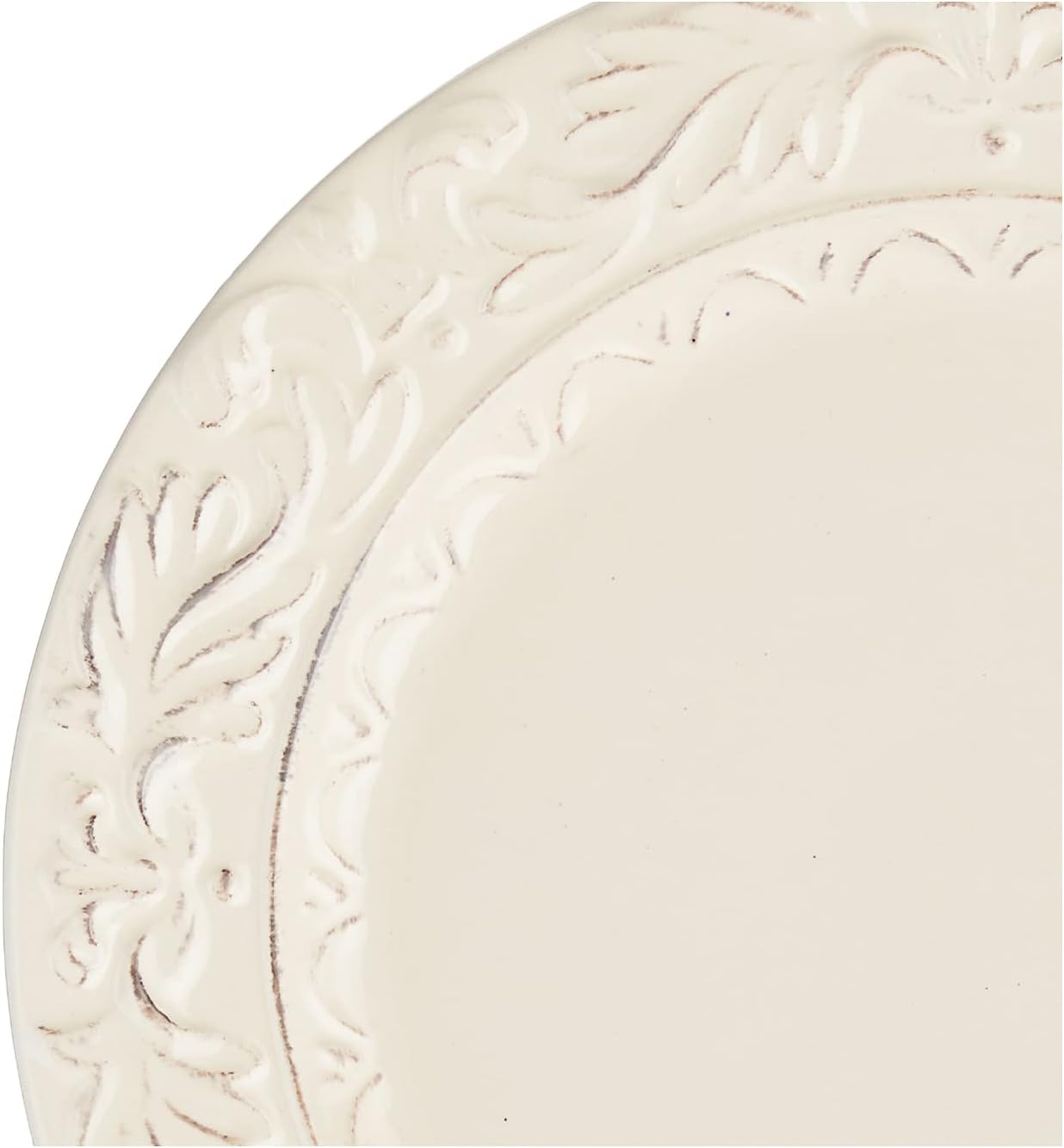 Firenze Ivory 16-Piece Ceramic Dinnerware Set, Service for 4 – Embossed Plates