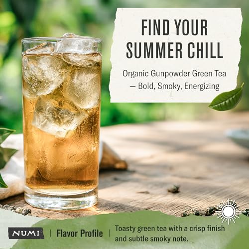 Numi Gunpowder Loose Leaf Green Tea - Organic Tea Leaves - 16 Ounces - Brews 200 Cups - Medium Caffeine Green Tea