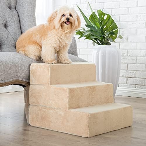 ZINUS Foam 13 Inch 2-Step Step Pet Stairs / Pet Ramp for Cats and Dogs, Extra Small, Beige