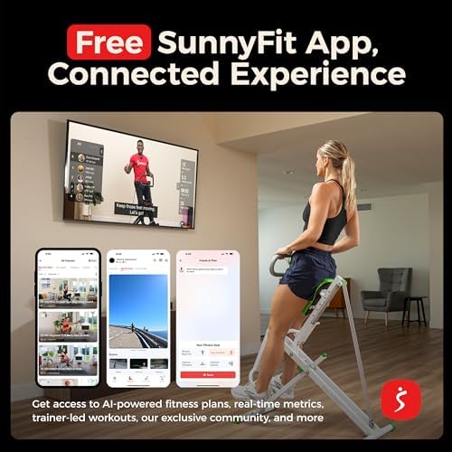 Sunny Health & Fitness Smart Row-N-Ride Glute & Leg Trainer, Foldable Squat Assist Rower with Exclusive SunnyFit App Connection