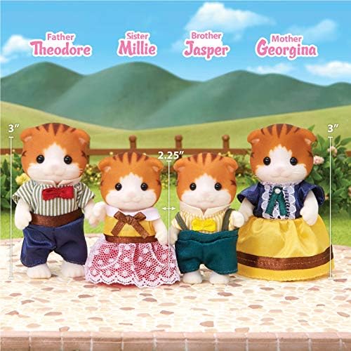 Calico Critters, Sandy Cat Family, Dolls, Dollhouse Figures, Collectible Toys, Premium, 3 inches
