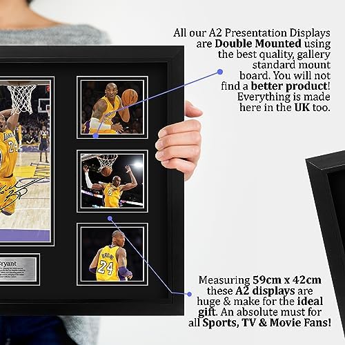 HWC Trading Kobe Bryant Signed Large 16 x 12 inch (A3) Printed Gifts Autograph Photo Display - 16" x 12" Framed