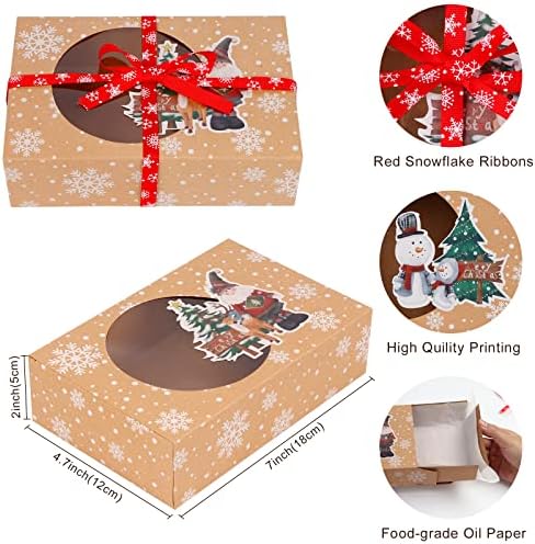 OurWarm 12 Pack Christmas Cookie Boxes for Gift Giving, Large Christmas Cookie Tins Holiday Bakery Treat Boxes with Window
